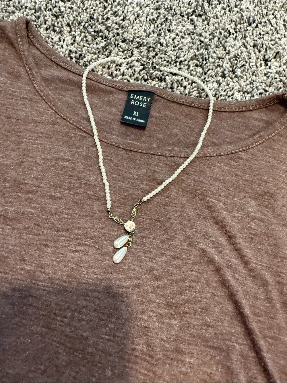 Delicate Floral Pearl Drop Necklace - Cream & Pink
